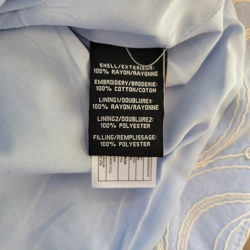 Bagatelle Blue Quilted Jacket Button Up Medium Embroidery Embroidered Stitching - Picture 8 of 8